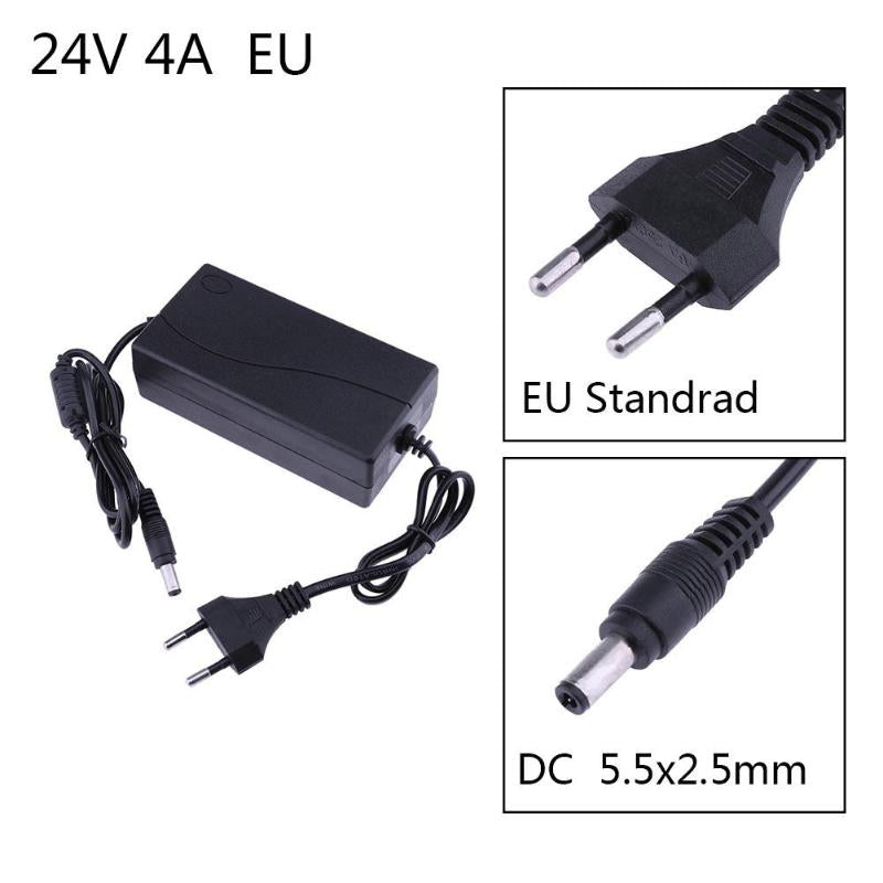 24V 4A AC to DC Power Adapter Converter 5.5*2.5mm Plug Power Supply Adapter for LED Light Belt - ebowsos