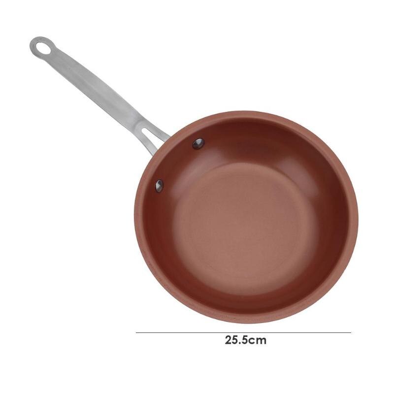 24cm Steak Egg Frying Pan Copper Round Non-stick Pan Fashionable Healthy Food Cooking Tools Kitchen Decocting Accessories - ebowsos