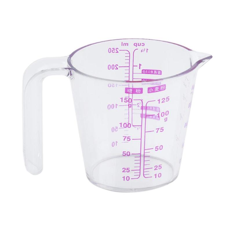 250ml Resin Plastic Measuring Cup Three Scales Handle Design Transparent Cup Scale Measuring Tools Kitchen Cooking Baking Tools - ebowsos