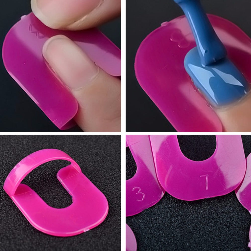 26pcs/set 10 Sizes Spill-proof Finger Cover Environmental PVC Nail Polish Varnish Reusable Holder Nail Art Tool Beauty Supplies - ebowsos