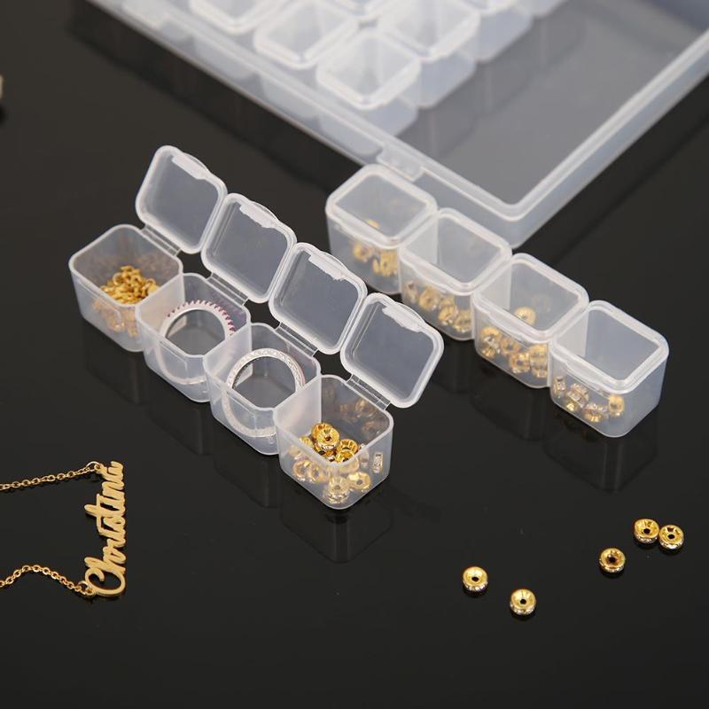 28 Lattices Storage Box Transparent Container Compartment Accessories Storage Organizer for Diamond Bead Rings Jewelry 2019 - ebowsos