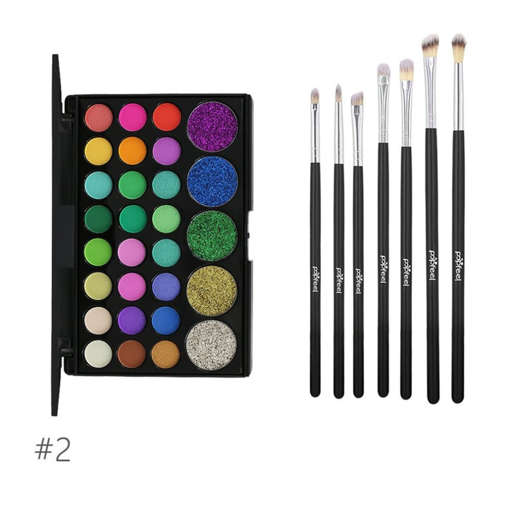 29 Color Eyeshadow Tray 02+7 Eye Shadow Brush Set - ebowsos