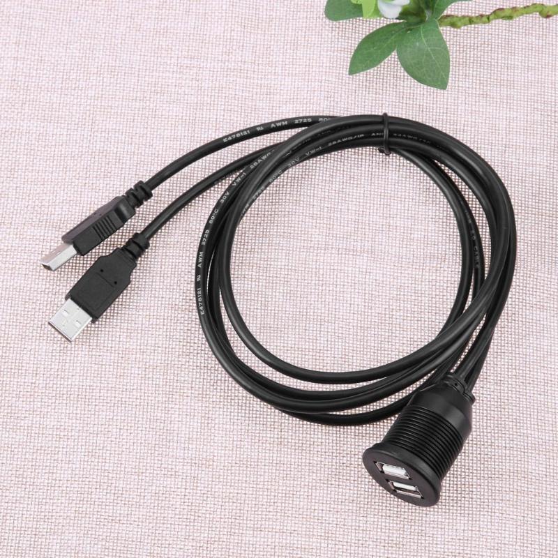 2M Car Van Dashboard Flush Mount Dual USB Socket Extension Lead Panel USB Male To Female Cable High Quality - ebowsos