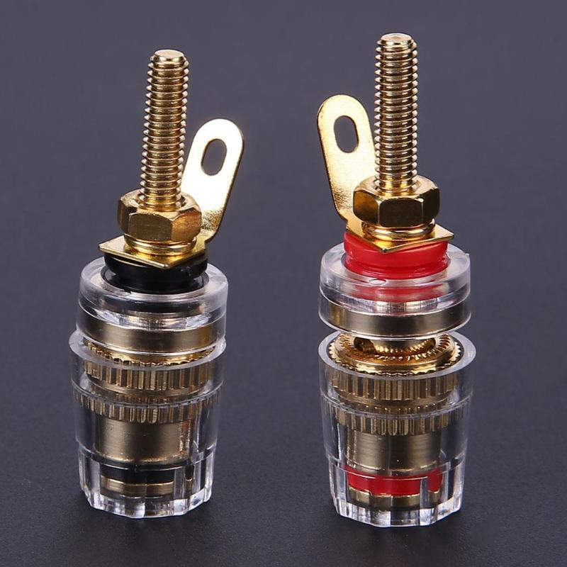 2PCS 4mm Gold Plated Amplifier Speaker Binding Posts Oxidation Resistance Brass Terminal with Transparent Shell for Banana Plugs - ebowsos