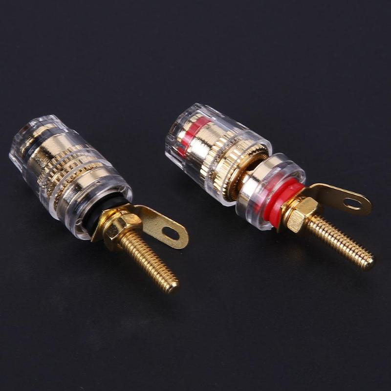 2PCS 4mm Gold Plated Amplifier Speaker Binding Posts Oxidation Resistance Brass Terminal with Transparent Shell for Banana Plugs - ebowsos