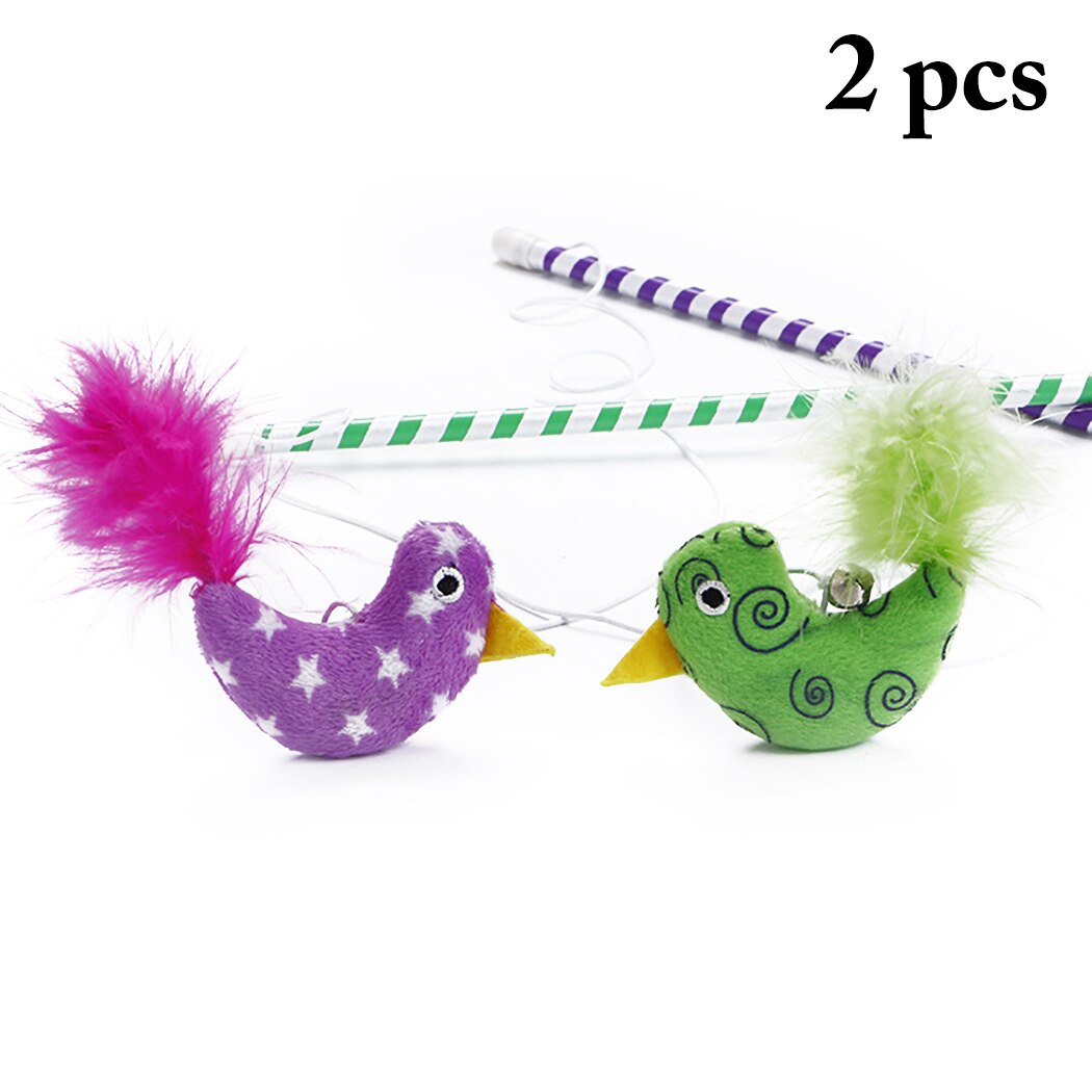 2PCS Funny Feather Mouse Cat Bell Ball Pet Supplies Catnip Color Bird Funny Cat Toy Purple Green Pet Interactive Toy-ebowsos