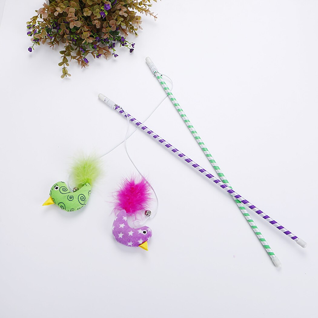 2PCS Funny Feather Mouse Cat Bell Ball Pet Supplies Catnip Color Bird Funny Cat Toy Purple Green Pet Interactive Toy-ebowsos