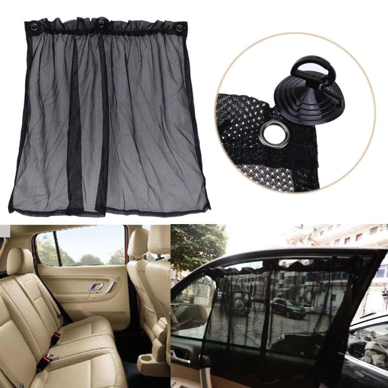 2Pcs 50*75 CM Universal Car Sun Shade Side Window Curtain Auto Interior UV Protection Mesh Fabric with Suction Cups Promotion - ebowsos