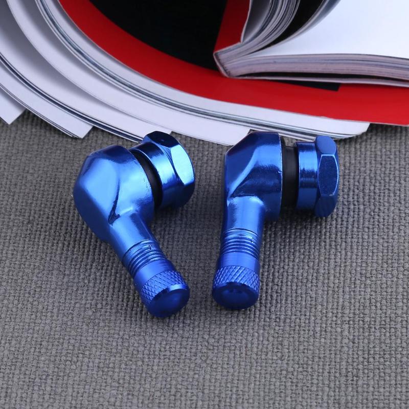 2Pcs 90 Degree CNC Aluminum Motorcycle 11.3mm Rim Tire Tyre Valve Stems Auto Motorcycle Airtight Stem Air Caps Car Styling New - ebowsos