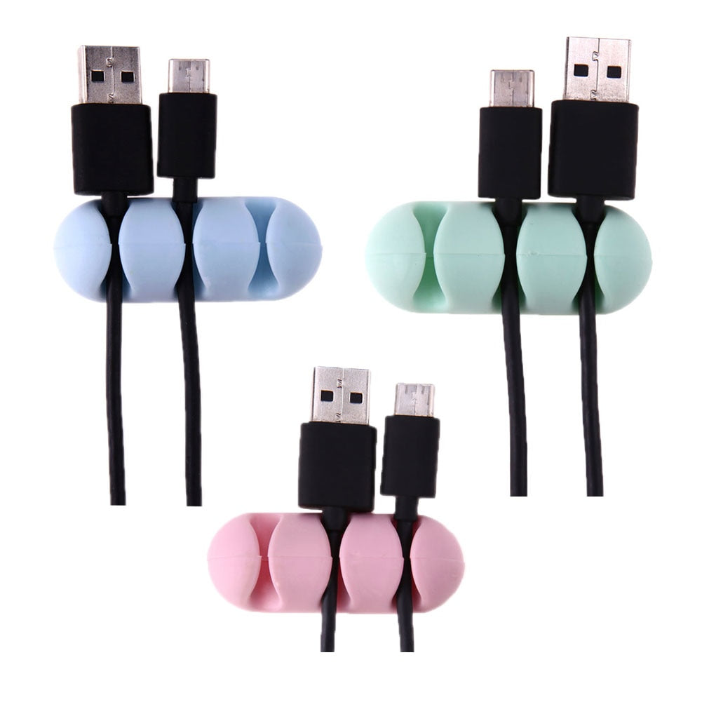 2Pcs Cable Organizer Mini Silicone Adhesive Ethernet Charging Data Earphone Cable Organizer Tool for Digital Cable USB Adapter - ebowsos
