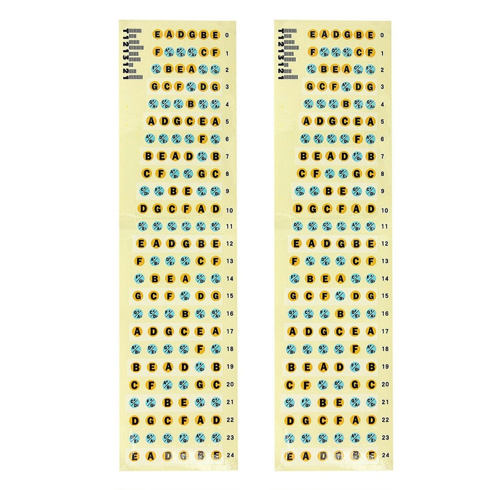 2Pcs Guitar Fretboard Stickers 6 String Note Labels Guitars Fret Scale ...