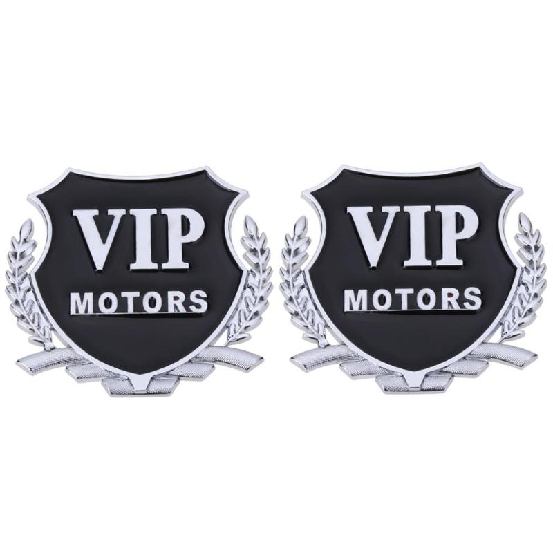 2Pcs New Style Car Sticker VIP MOTORS Metal Car Chrome Emblem Badge Decal Door Window Body Auto Decor DIY Sticker Car Decoration - ebowsos