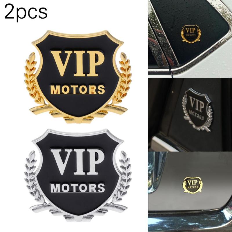 2Pcs New Style Car Sticker VIP MOTORS Metal Car Chrome Emblem Badge Decal Door Window Body Auto Decor DIY Sticker Car Decoration - ebowsos