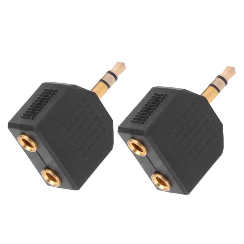 2Pcs/Set Gold Plated 3.5mm Male Stereo to Dual 3.5mm Female Jack Y Splitter Audio Adapter Converter Connector High Quality - ebowsos