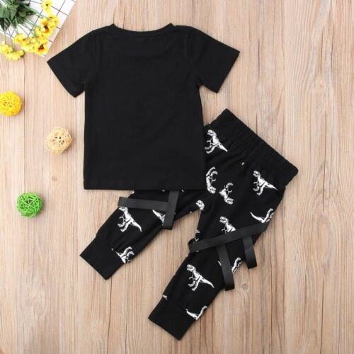 2Pcs Toddler Kids Baby Boy Tops T-shirt Dinosaur Pants 2Pcs Set Outfits Clothes - ebowsos