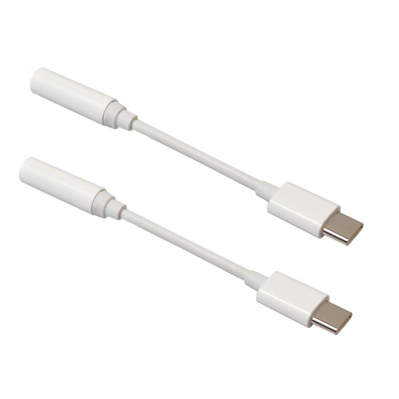 2Pcs Type-C to 3.5mm Earphone Audio Male to Female Adapter Cable Wire Cord for Xiaomi 6 Mi6 Letv 2 Pro 2 Max2 High Quality Cable - ebowsos