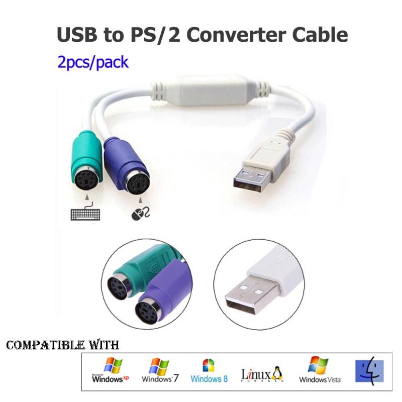 2Pcs USB to for PS2 Female to Male Mouse Keyboard Converter Cable Adapters Connectors High Quality Cable Adapters New Arrival - ebowsos