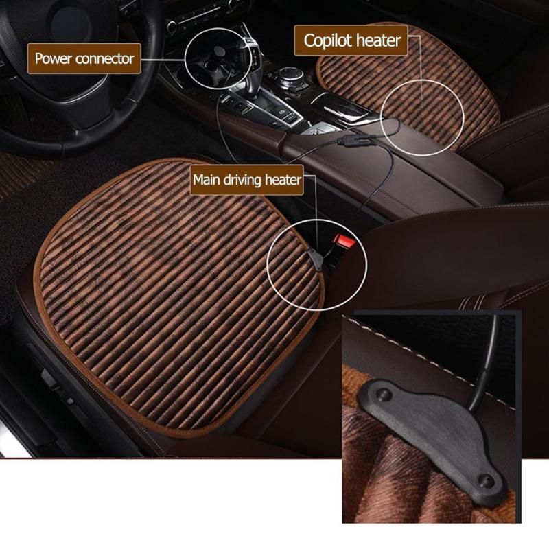 2Pcs Winter Car Electric Heated Cushions 12V Auto Seat Thermal Heating Pad Covers Supplies Heated Pad Car Heating Seat Cover - ebowsos