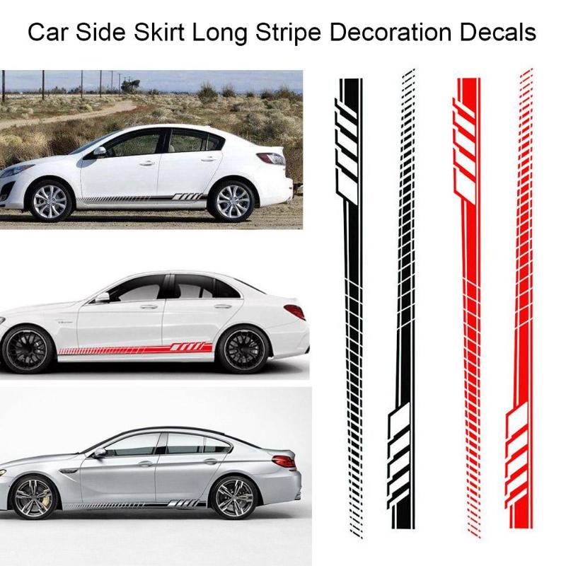 2Pcs/set Car Auto Body Stickers Long Stripe Side Skirt Decoration Vinyl Decals Car Side Skirt Decor Stickers And Decals Hot Sale - ebowsos