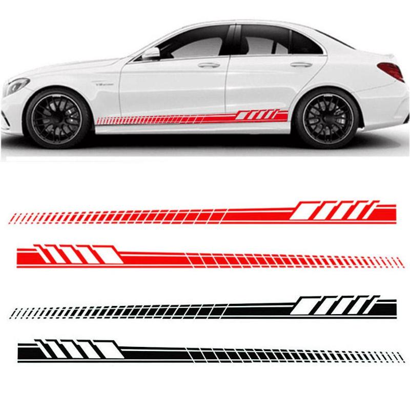 2Pcs/set Car Auto Body Stickers Long Stripe Side Skirt Decoration Vinyl Decals Car Side Skirt Decor Stickers And Decals Hot Sale - ebowsos