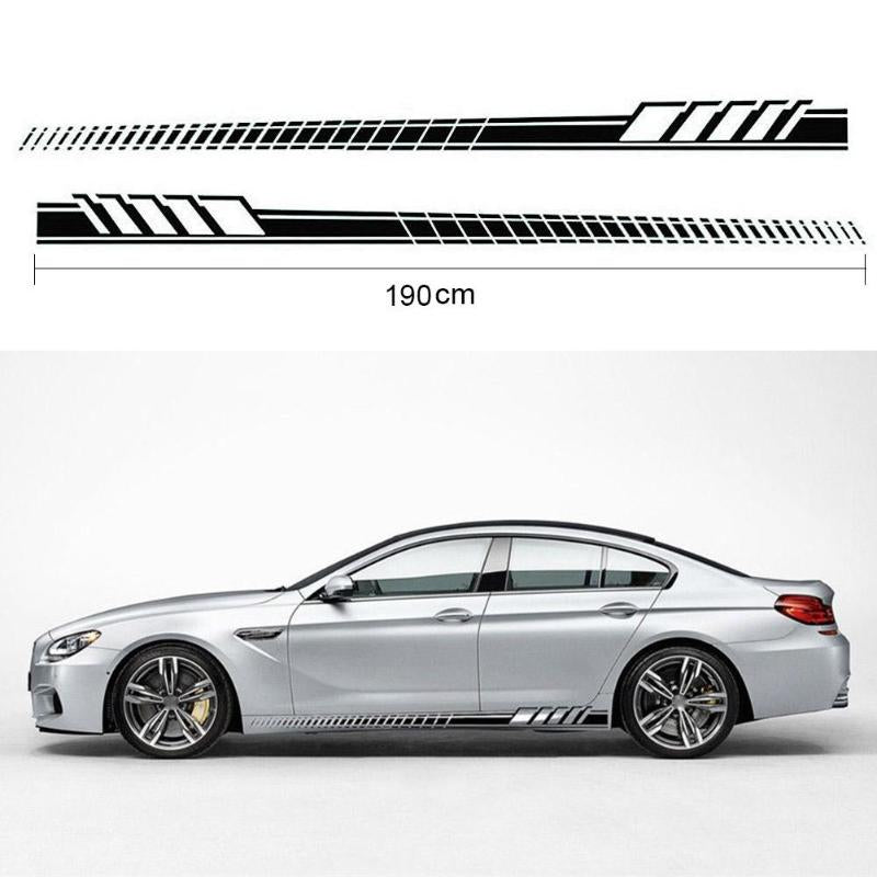 2Pcs/set Car Auto Body Stickers Long Stripe Side Skirt Decoration Vinyl Decals Car Side Skirt Decor Stickers And Decals Hot Sale - ebowsos