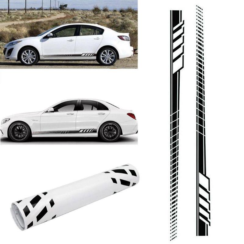 2Pcs/set Car Auto Body Stickers Long Stripe Side Skirt Decoration Vinyl Decals Car Side Skirt Decor Stickers And Decals Hot Sale - ebowsos