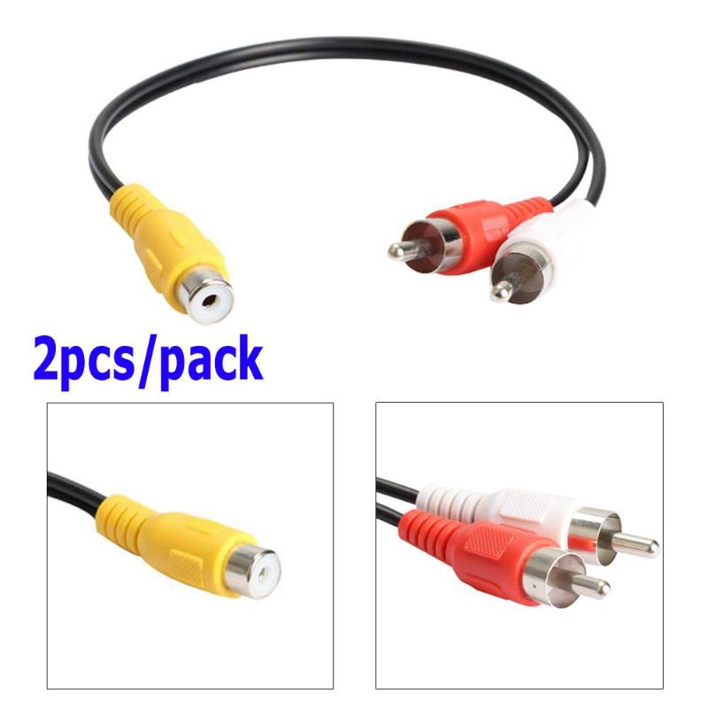 2Pcs/set Car Auto Home 1RCA Female to 2RCA Male Splitter Audio Video Adapter Converter Cable Wire Audio Video Cable Wire Hot - ebowsos