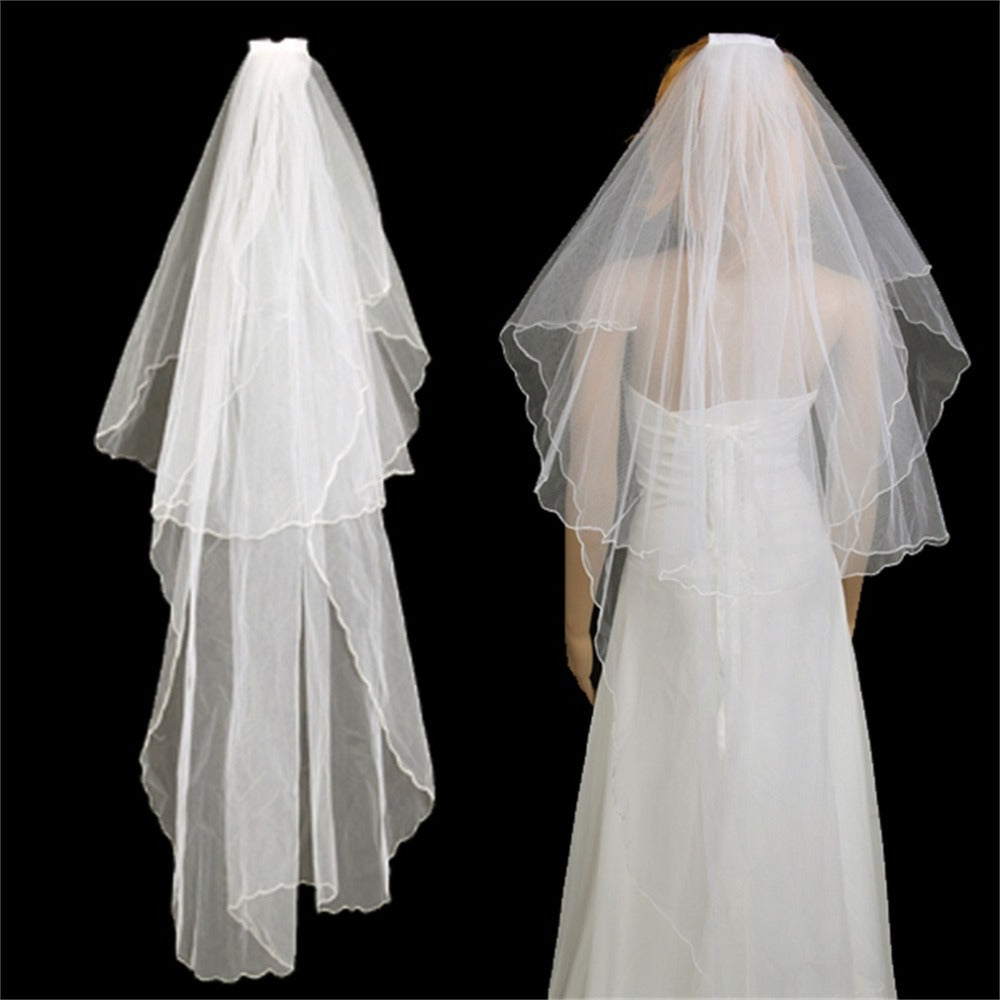 2T White / Ivory Wedding Bridal Veil 2 meters Satin Edge + Comb women care care combs dropship - ebowsos