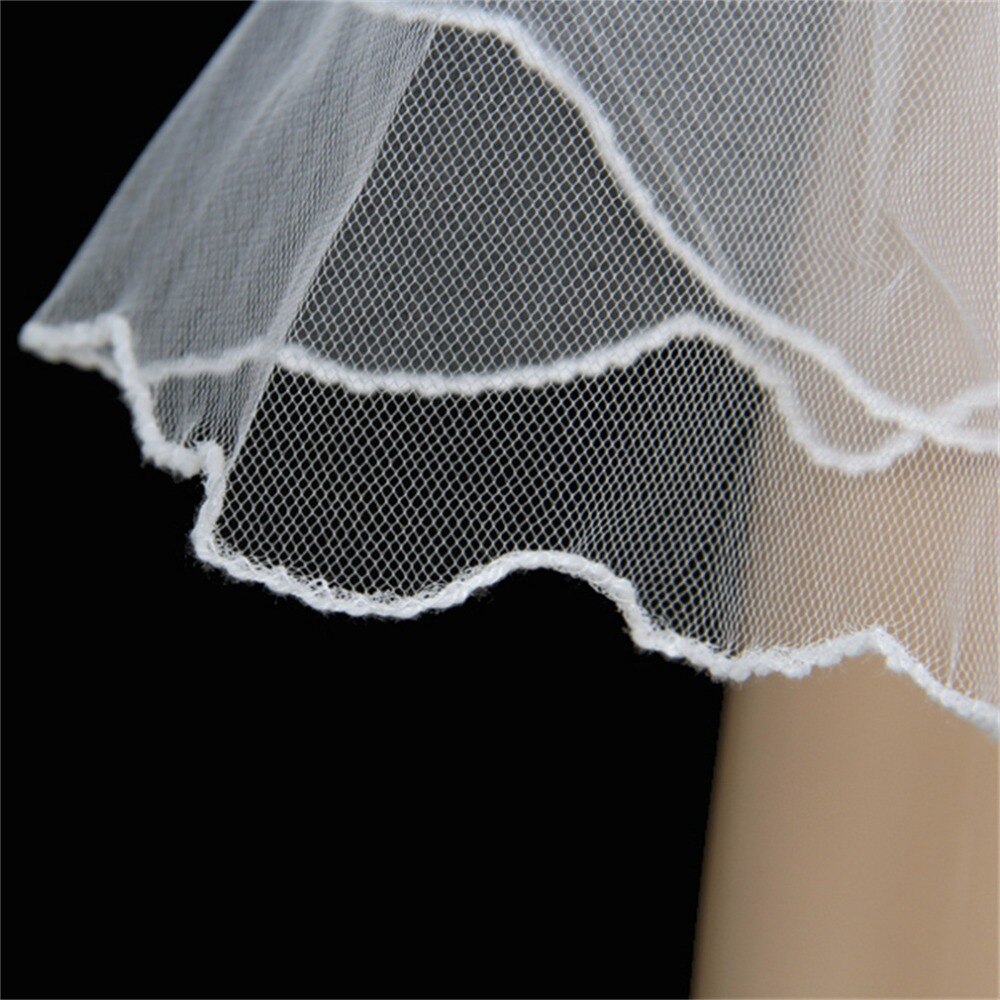 2T White / Ivory Wedding Bridal Veil 2 meters Satin Edge + Comb women care care combs dropship - ebowsos