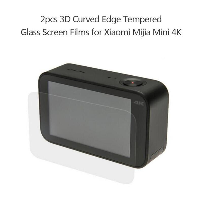 2pcs 3D Curved Edge Tempered Glass Camera Screen Protector Films Covers Case for Xiaomi Mijia Mini 4K Action Camera - ebowsos