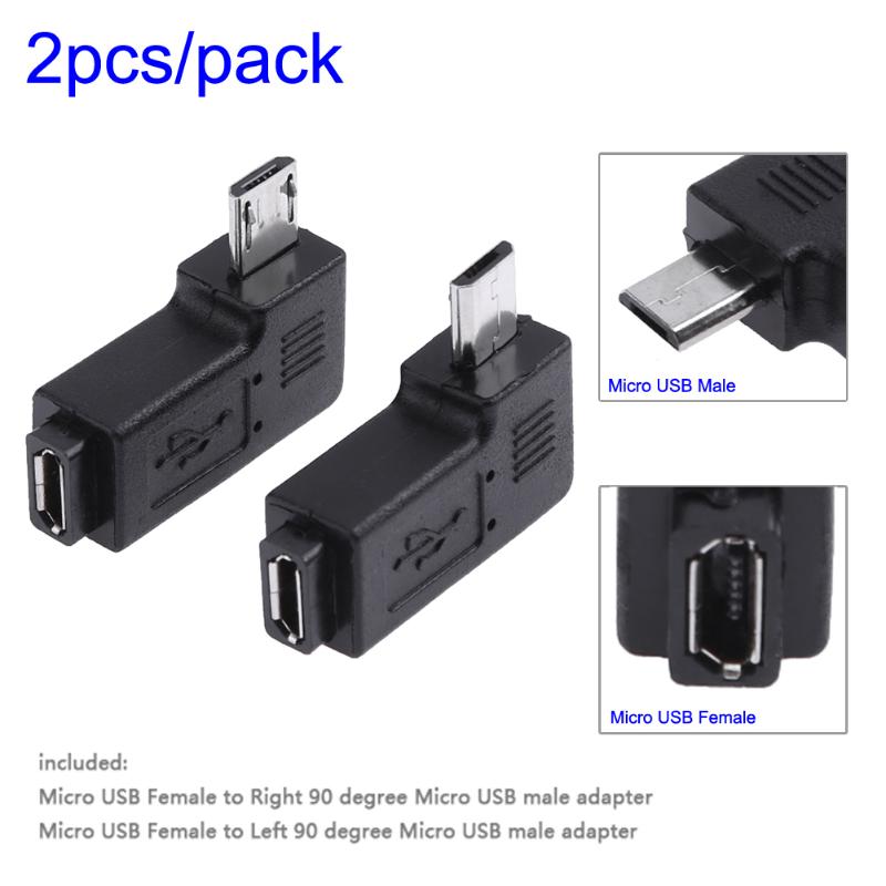 2pcs Adapter Converter 90 Degree Micro USB Female to Micro USB Male Adapter Connector Plug And Play - ebowsos