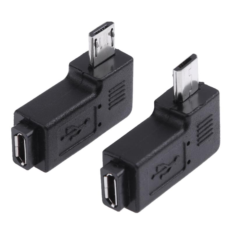 2pcs Adapter Converter 90 Degree Micro USB Female to Micro USB Male Adapter Connector Plug And Play - ebowsos