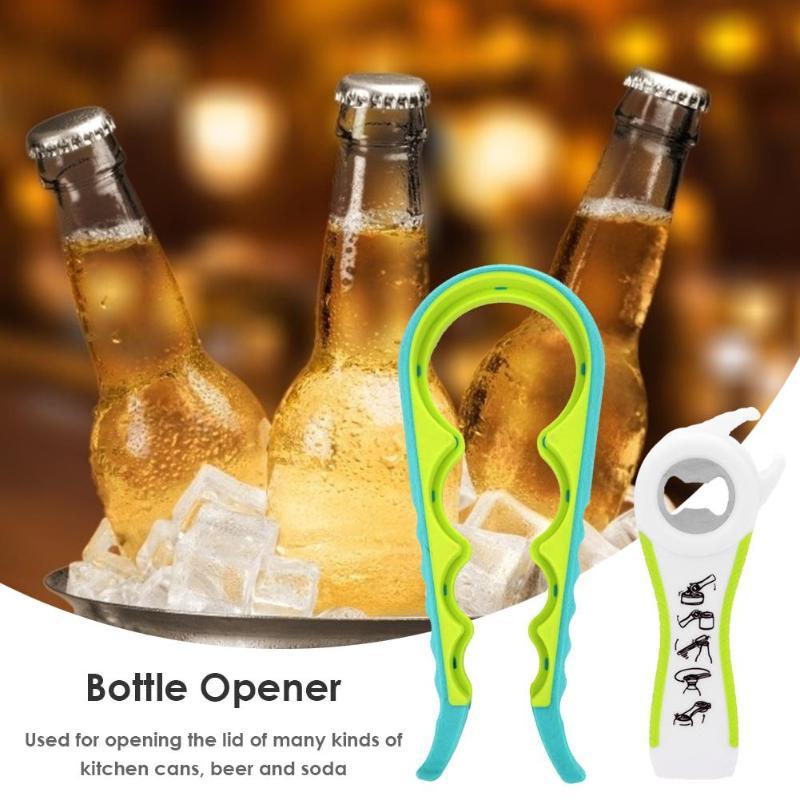 2pcs Anti-Skid Bottle Can Opener Multi-functional 4/5in1 Stainless Steel Plastic Kitchen Bar Household Gadget Accessories - ebowsos