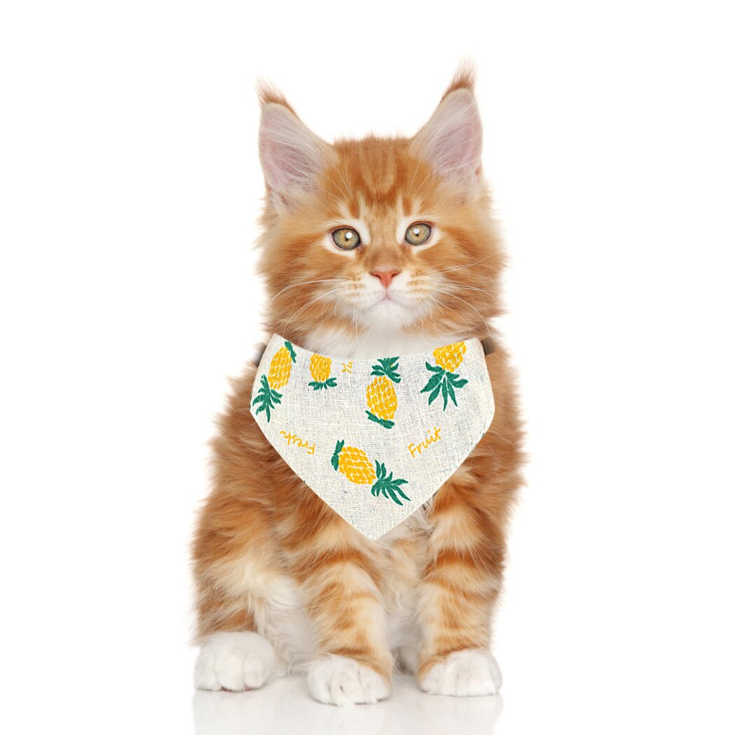 2pcs Cat Dog Bandana Bibs Cute Cartoon Fruit Printing Scarf Collar Adjustable Pet Neckerchief Scarf Saliva Towel For Cats Dogs-ebowsos