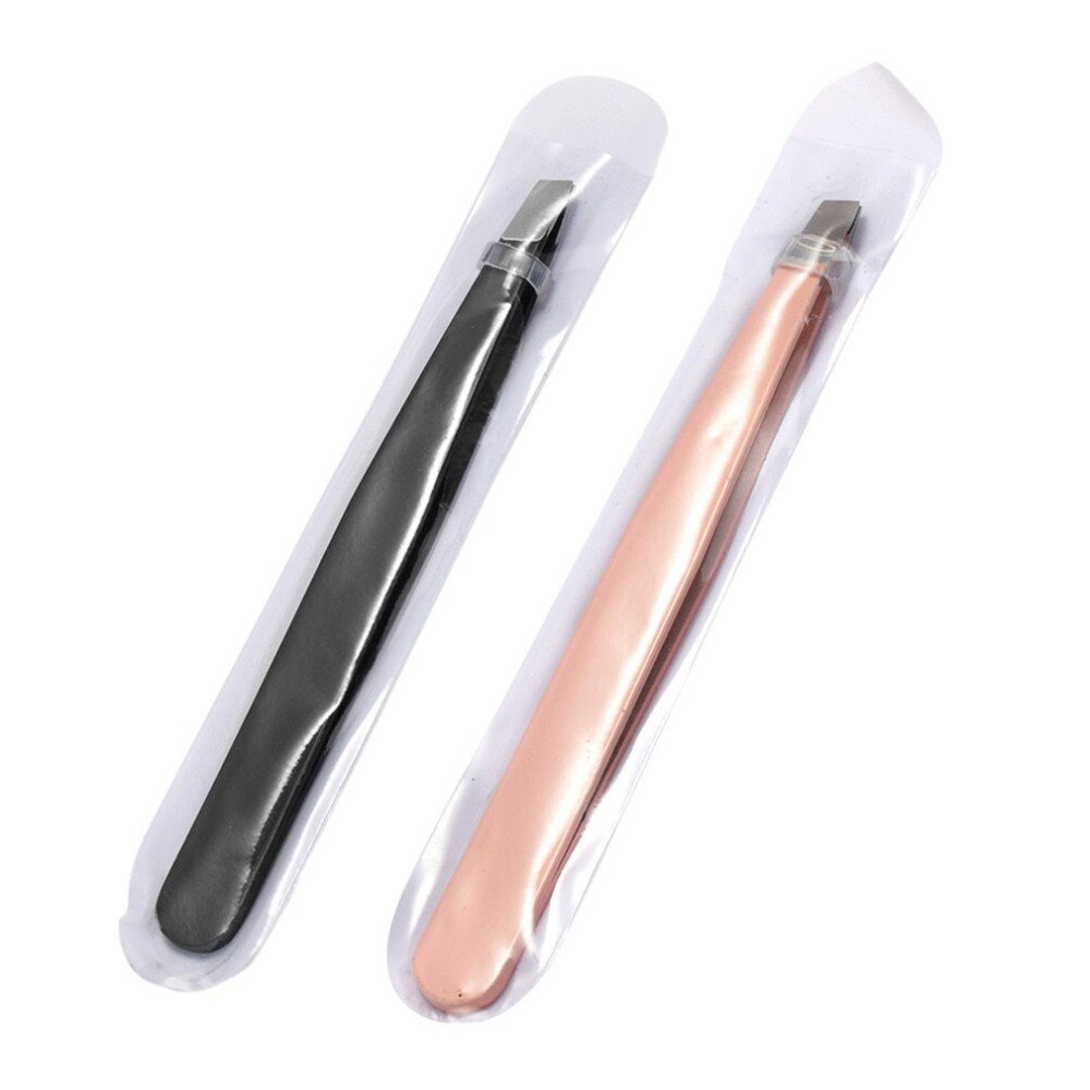 2pcs Eyebrow Clips Stainless Steel Tweezers Fixed Oblique Mouth Eyebrow Trimmer Clip Cosmetic Beauty Makeup Tools - ebowsos
