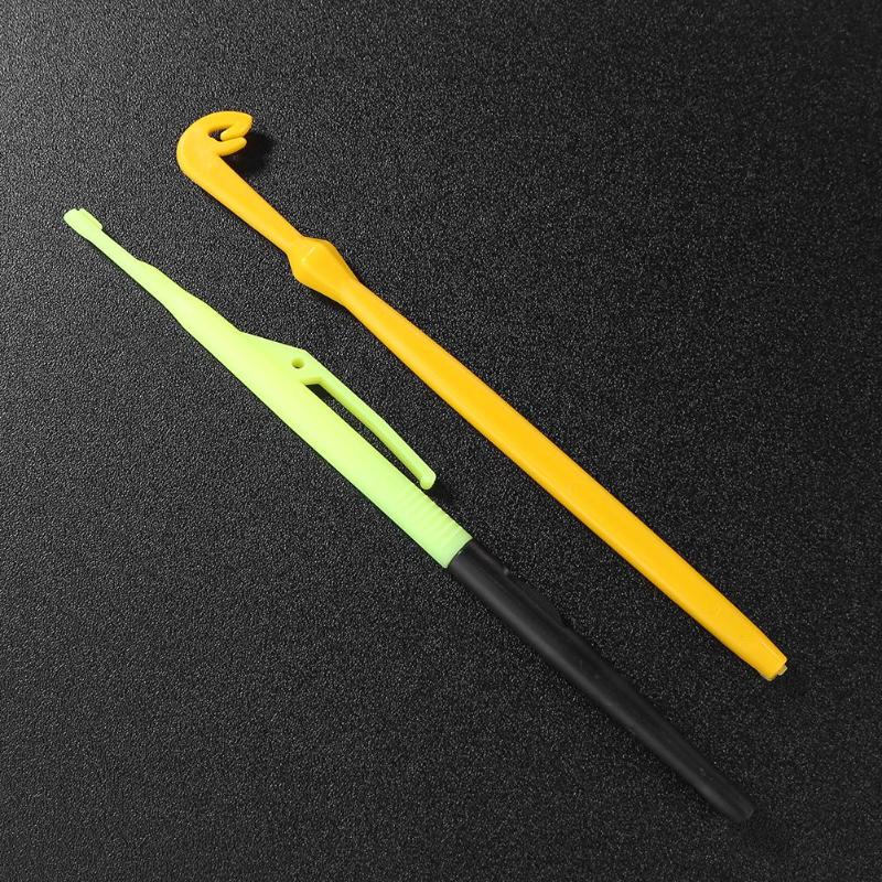 2pcs Fishing Tackle Knot Tying Tool Kit Fish Hook Remover Disgorger Unhook Extractor Knot Picker Needle Hook Tier Dual needle-ebowsos