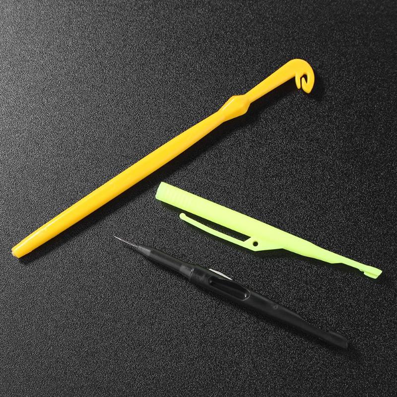2pcs Fishing Tackle Knot Tying Tool Kit Fish Hook Remover Disgorger Unhook Extractor Knot Picker Needle Hook Tier Dual needle-ebowsos