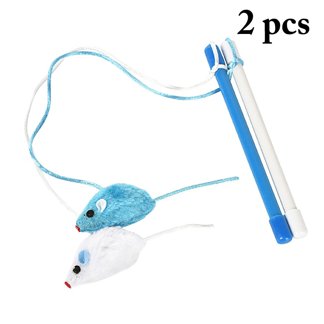2pcs Funny Cat Teaser Wand Creative Cat Mouse Toys Cat Teaser Toy Cat Training Toy Pet Supplies-ebowsos