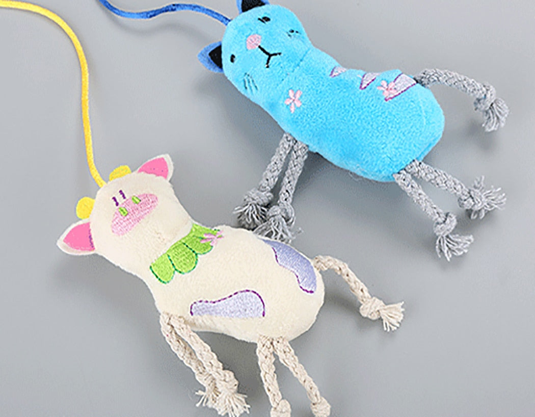 2pcs Funny Pet Interactive Toy Colorful Cartoon Animal Teaser Cat Stick Interactive Cat Toys Pet Training Supplies Random Color-ebowsos
