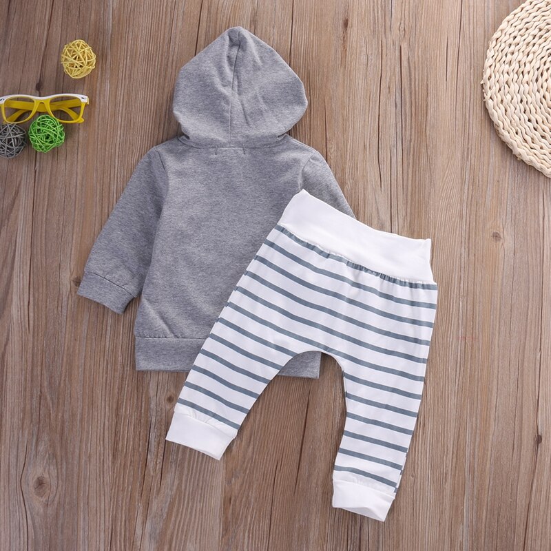 2pcs New autumn baby girl Boys clothes set Newborn Baby Boy Girl Warm Hooded Coat Tops+Pants Outfits Sets - ebowsos