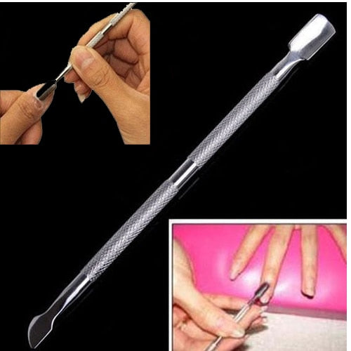 2pcs Stainless Steel Cuticle Nail Pusher Double Ended Spoon Callus Remover Nail Cleaner Manicure Pedicure Care Cleaning Rasper - ebowsos