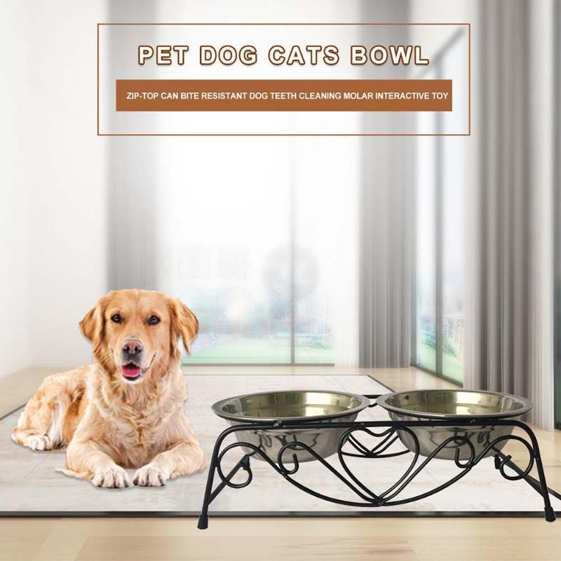 2pcs Stainless Steel Pet Dog Cats Bowl Food Water Feeder Dish Pets Supplies High Quality Best Prices - ebowsos