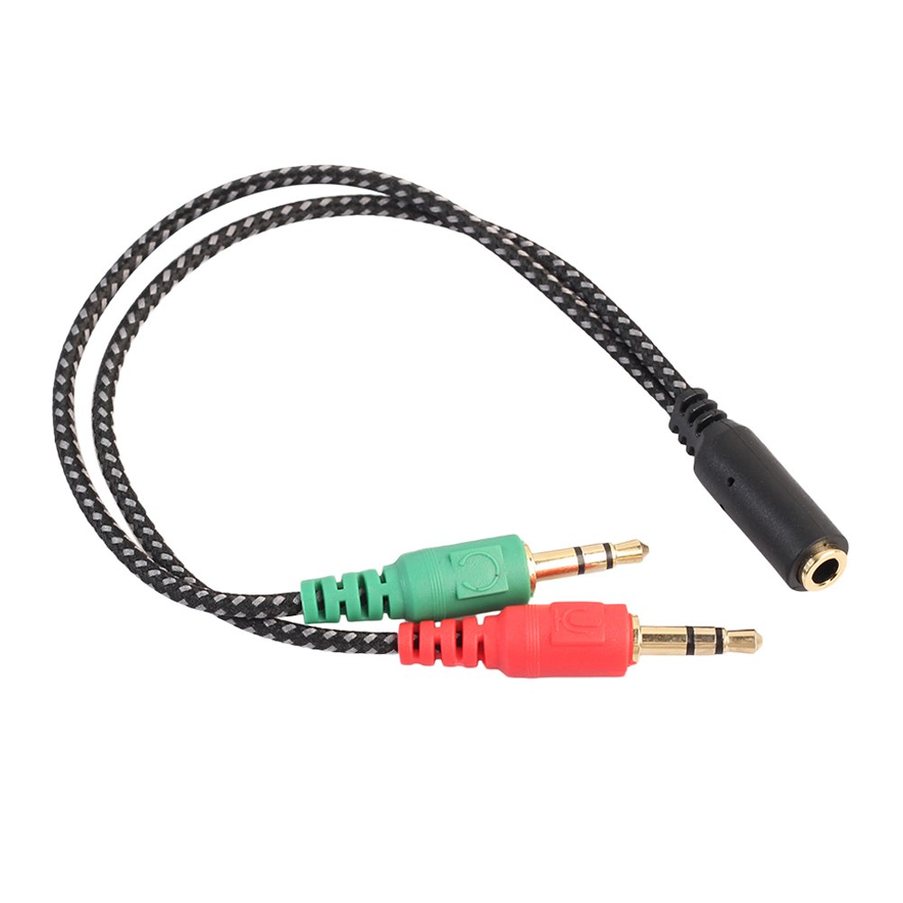 2pcs/lot 3.5mm Audio Splitter Cable Golden Stereo Jack 1 Female to 2 Male Earphone Headphone Microphone Speak Flat Audio Cable - ebowsos