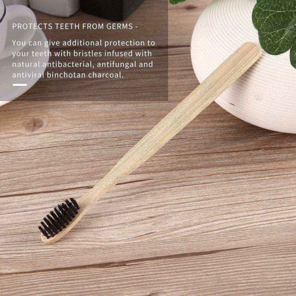 2pcs/lot Handmade Comfortable Natural Environmental Long Lasting Toothbrush Bamboo Handle Toothbrush Charcoal Bristles Oral Care - ebowsos