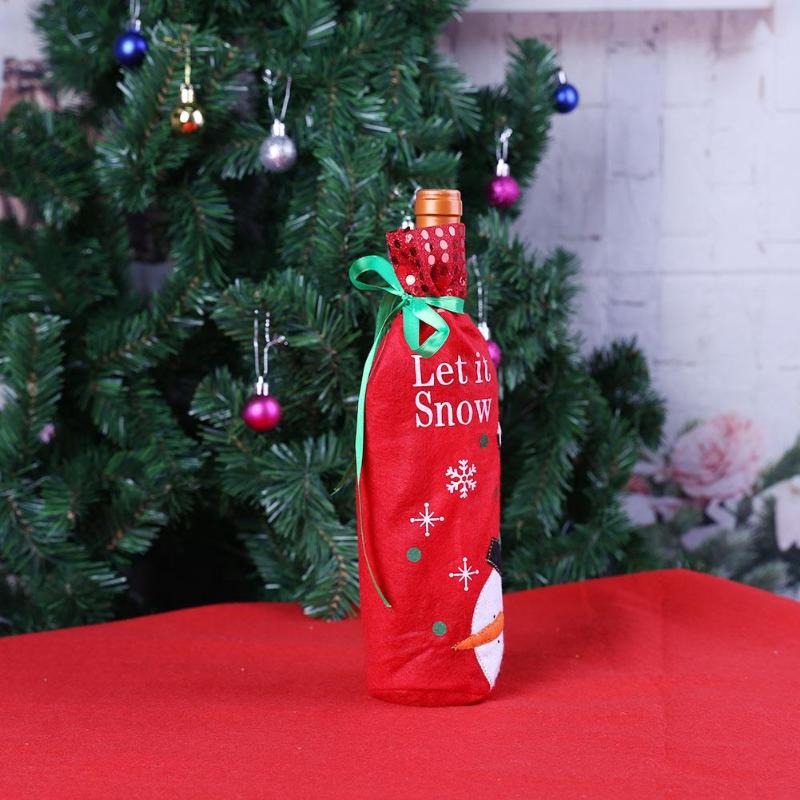 2pcs/set Santa Claus Snowman Christmas Wine Bottle Bag Cover Xmas Ornament D4 - ebowsos