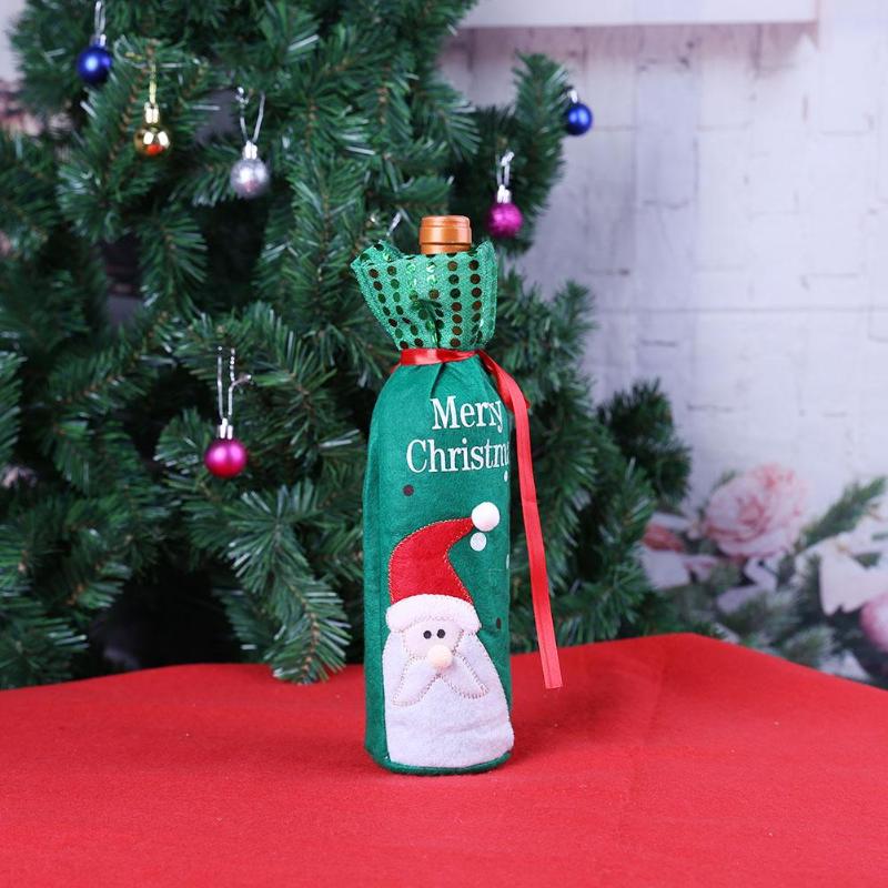 2pcs/set Santa Claus Snowman Christmas Wine Bottle Bag Cover Xmas Ornament D4 - ebowsos
