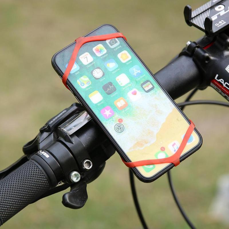 2pcs/set Universal Silicon Strap Mountain Road Bike Torch Phone Flashlight Bands Elastic Bike Phone Bracket Straps-ebowsos
