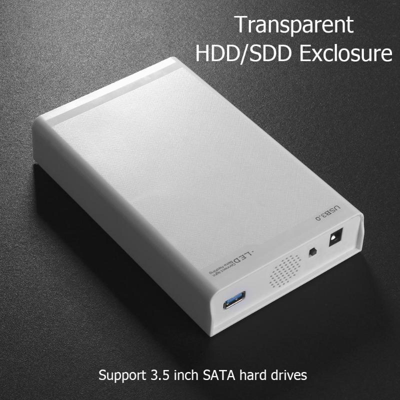 3.5 Inch HDD Enclosure Case Plastic USB 3.0 to SATA 12V 2A External Hard Drive Box Caddy for Notebook Desktop PC High Quality - ebowsos