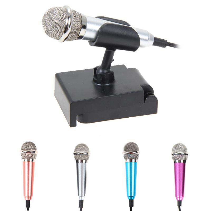 3.5mm Audio plug Wired Mini Microphone Portable Stereo Condenser With Mic Stand for Chatting/Singing/Karaoke/PC/ IPhone/Samsung - ebowsos