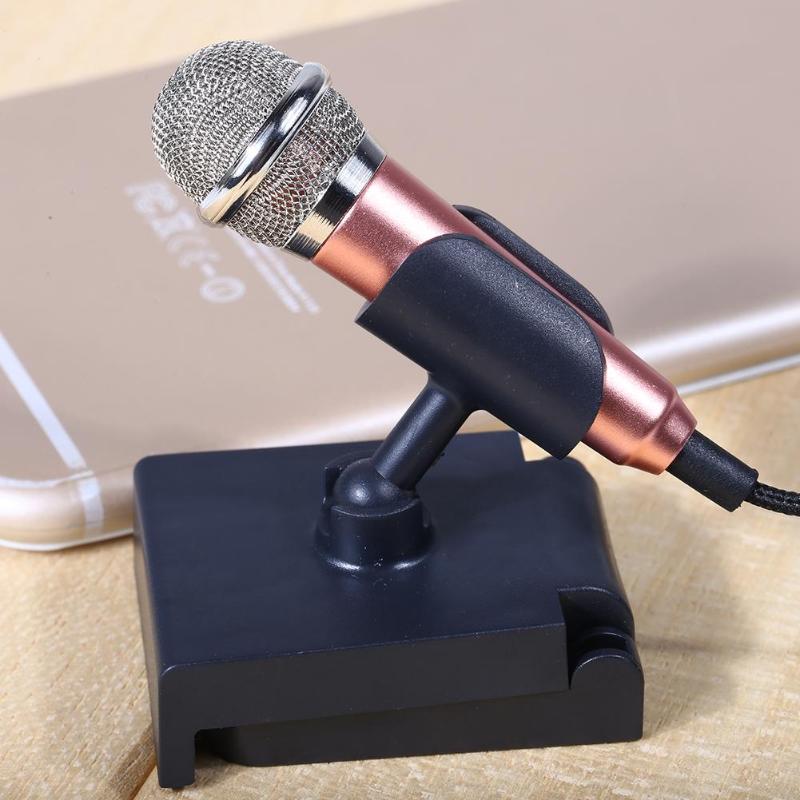 3.5mm Audio plug Wired Mini Microphone Portable Stereo Condenser With Mic Stand for Chatting/Singing/Karaoke/PC/ IPhone/Samsung - ebowsos